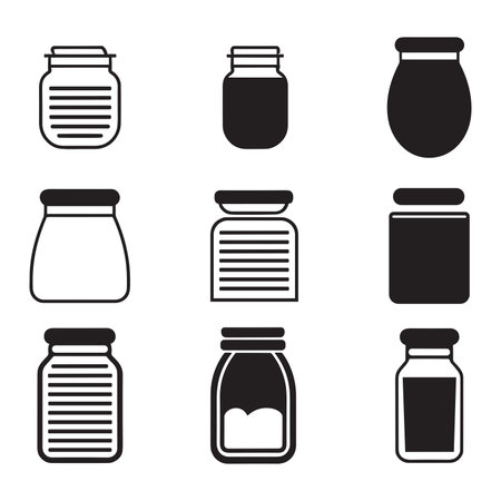 Bottle or jar logo or badge in Vintage style isolated on backgroundのイラスト素材