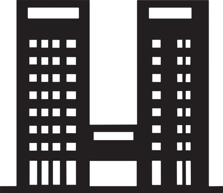 houses and skyscrapers logo or badge in Vintage style isolated on backgroundのイラスト素材