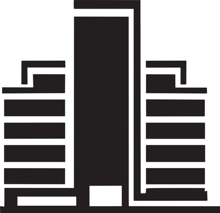 houses and skyscrapers logo or badge in Vintage style isolated on backgroundのイラスト素材