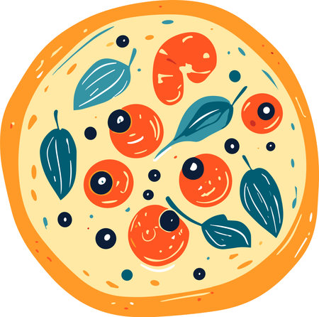 isolate pizza flat style on backgroundのイラスト素材