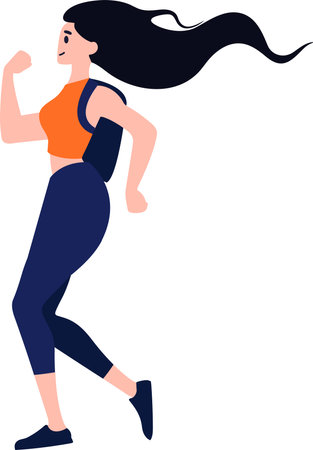 woman running flat style isolate on backgroundのイラスト素材