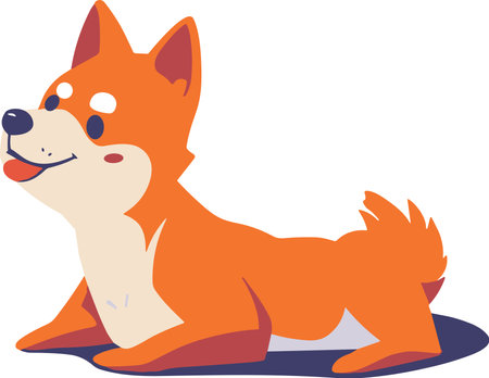 shiba inu dog flat style isolated on backgroundのイラスト素材