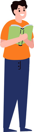 a man reading book flat style isolated on backgroundのイラスト素材