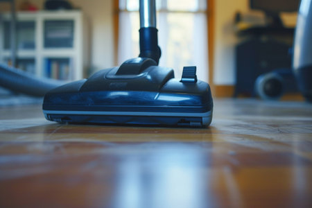 vacuum cleaner working in the house bokeh style backgroundの素材