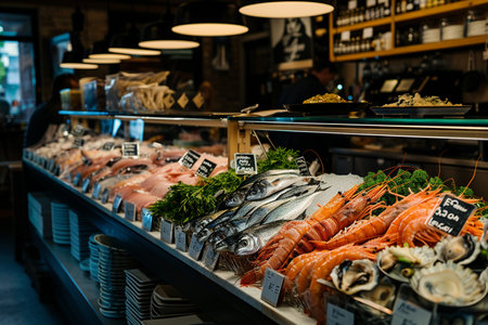 Fresh fish in the supermarketの素材