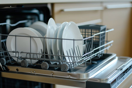 Dishes in the dishwasher bokeh style backgroundの素材
