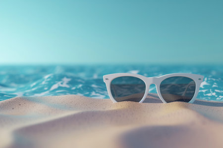 sunglasses on the beach 3d backgroundの素材