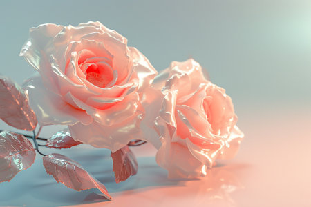 colorful bouquet of rose 3d elements on backgroundの素材