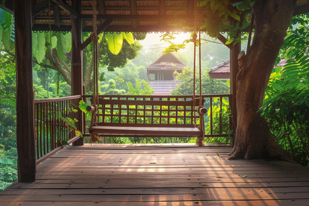 Swing in front of nature viewの素材