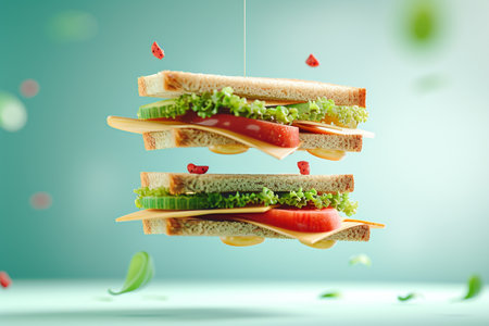 sandwich 3d elements on backgroundの素材