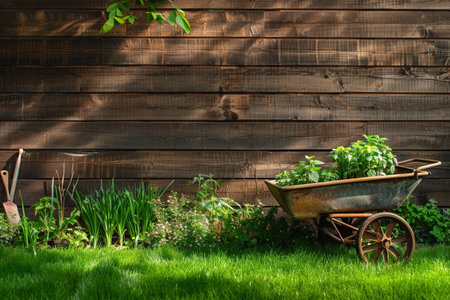 Backyard gardening equipment in the backyardの素材