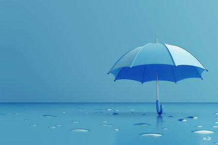 Raindrop and Umbrella in the concept of rainy weather and protectionの素材
