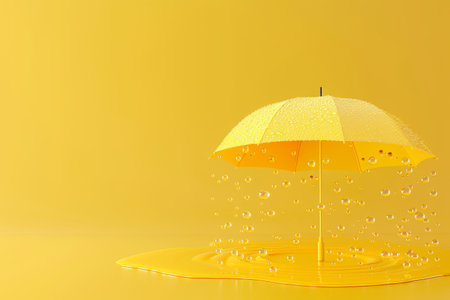 Raindrop and Umbrella in the concept of rainy weather and protectionの素材