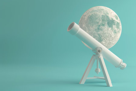 Telescope and Moon in the concept of astronomical observationの素材