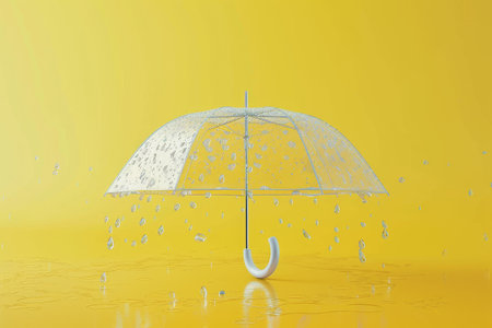 Raindrop and Umbrella in the concept of rainy weather and protectionの素材