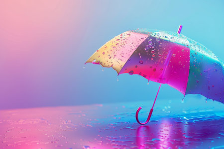 Raindrop and Umbrella in the concept of rainy weather and protectionの素材
