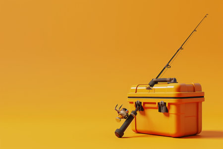 Fishing Rod and Tackle Box in the concept of angling and leisureの素材