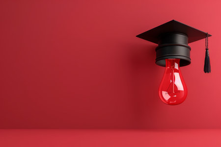 Graduation Cap and Light Bulb in the concept of education and enlightenmentの素材