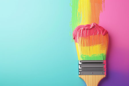 Paintbrush and Rainbow in the concept of artistic expression and diversityの素材