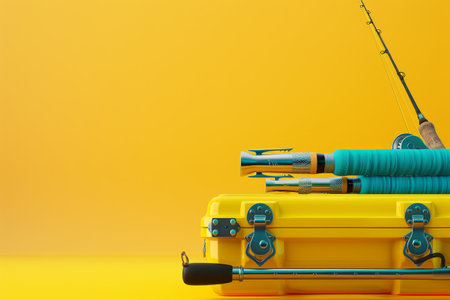 Fishing Rod and Tackle Box in the concept of angling and leisureの素材