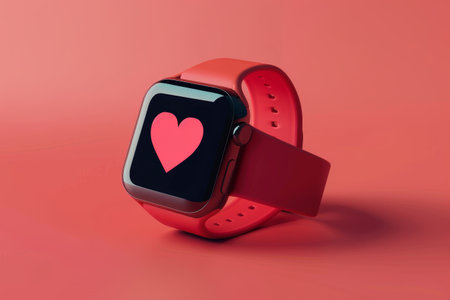 Smartwatch and Heart Rate Monitor in the concept of fitness trackingの素材