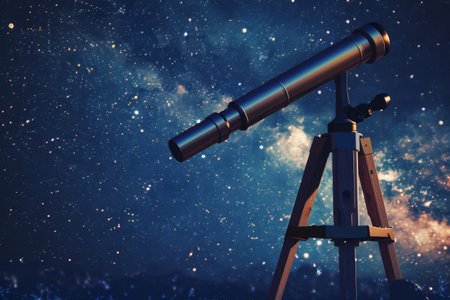 Telescope and Stars in the concept of astronomy and stargazingの素材