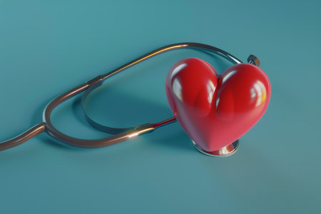 Heart and Stethoscope in the concept of healthcare and medical servicesの素材