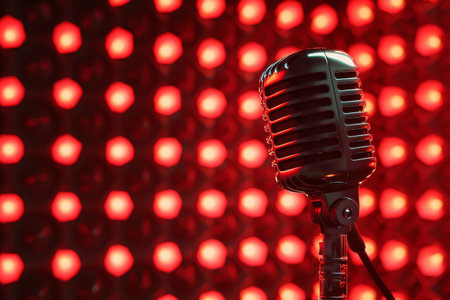 Microphone and Stage Lights in the concept of performance or entertainment industryの素材