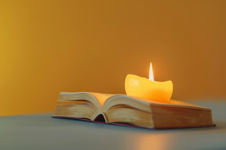 Candle and Book in the concept of reading and relaxationの素材