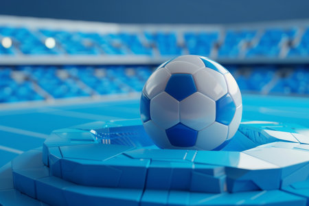 Soccer Ball and Stadium in the concept of sports events or competitionの素材