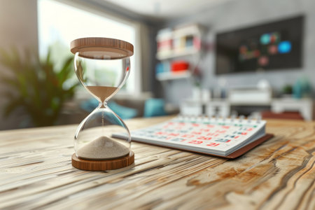 Hourglass and Calendar in the concept of time management or deadlinesの素材