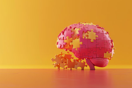 Puzzle Pieces and Brain in the concept of problem-solving and intelligenceの素材