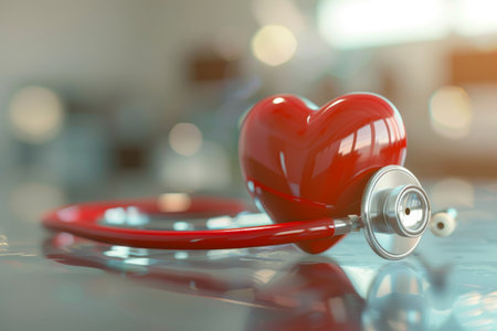 Heart and Stethoscope in the concept of healthcare and medical servicesの素材