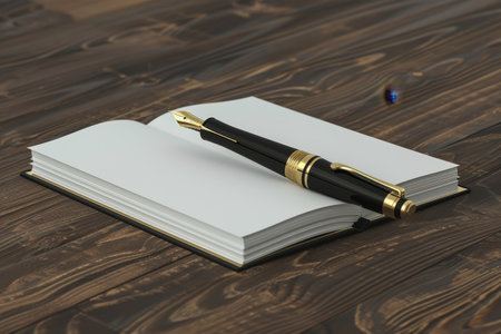 Fountain Pen and Open Book in the concept of writing and literatureの素材