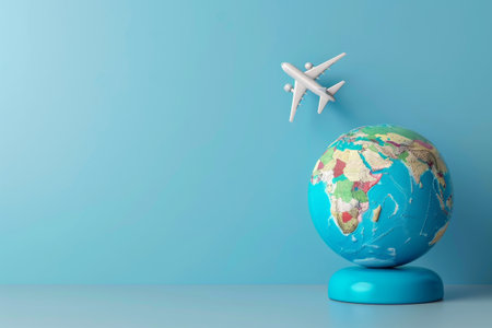 Globe and Airplane Trail in the concept of global travelの素材