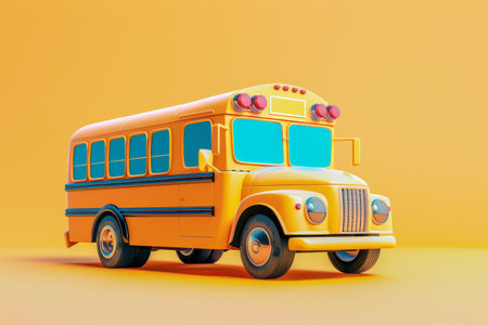 School and Bus Sign in the concept of traveling to schoolの素材