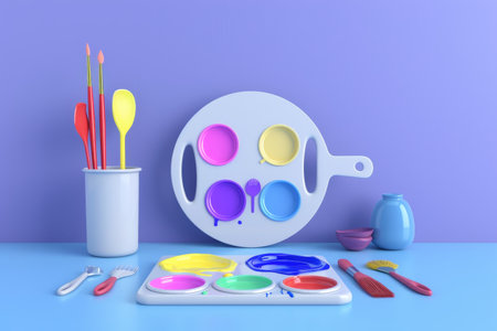 Palette and Kitchen Utensils in the concept of culinary art and cookingの素材