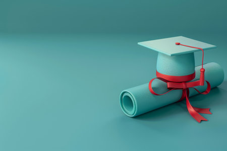 Graduation Cap and Diploma in the concept of academic achievement or educationの素材