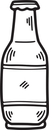 Hand Drawn beer bottle in flat style isolated on backgroundのイラスト素材