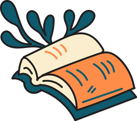 Hand Drawn open book in flat style isolated on backgroundのイラスト素材