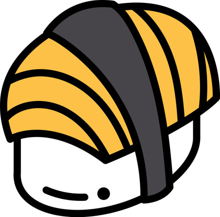 A sushi roll with a black background. The sushi roll is the main focus of the image in the concept of Asian foodのイラスト素材