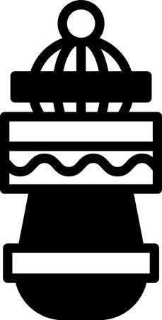 A lighthouse is shown in the water. The lighthouse is black and whiteのイラスト素材