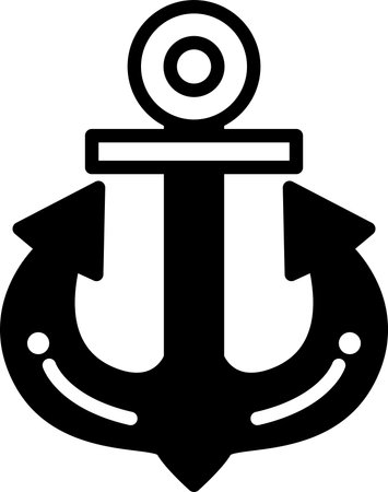 A black and white anchor with two arrows pointing up. The anchor is a symbol of strength and stabilityのイラスト素材