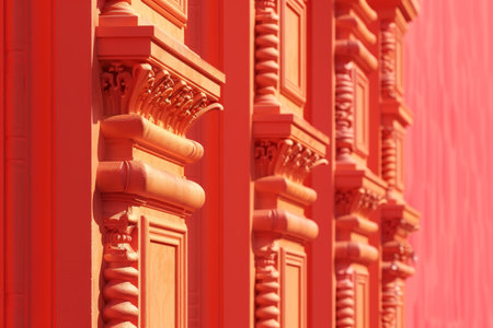 The red building has a lot of ornate details, including a lot of archesの素材