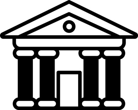 A building with columns and a dome on top. The building is black and whiteのイラスト素材