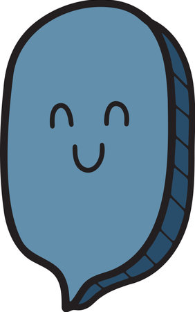 A cartoonish smiley face is drawn on a white background. The smiley face is surrounded by a speech bubble, which is also drawn in a cartoonish style. Scene is lighthearted and cheerfulのイラスト素材