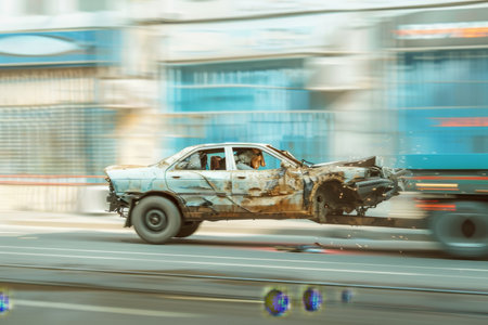 a Car that were hit at high speedの素材