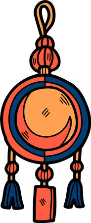 a Illustration of scroll sign, hand drawn in Chinese style.のイラスト素材