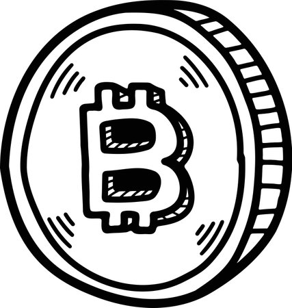 The Digital currency symbols Hand drawn illustrations in line art styleのイラスト素材