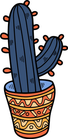 a cactus plant illustration Hand drawn in line styleのイラスト素材